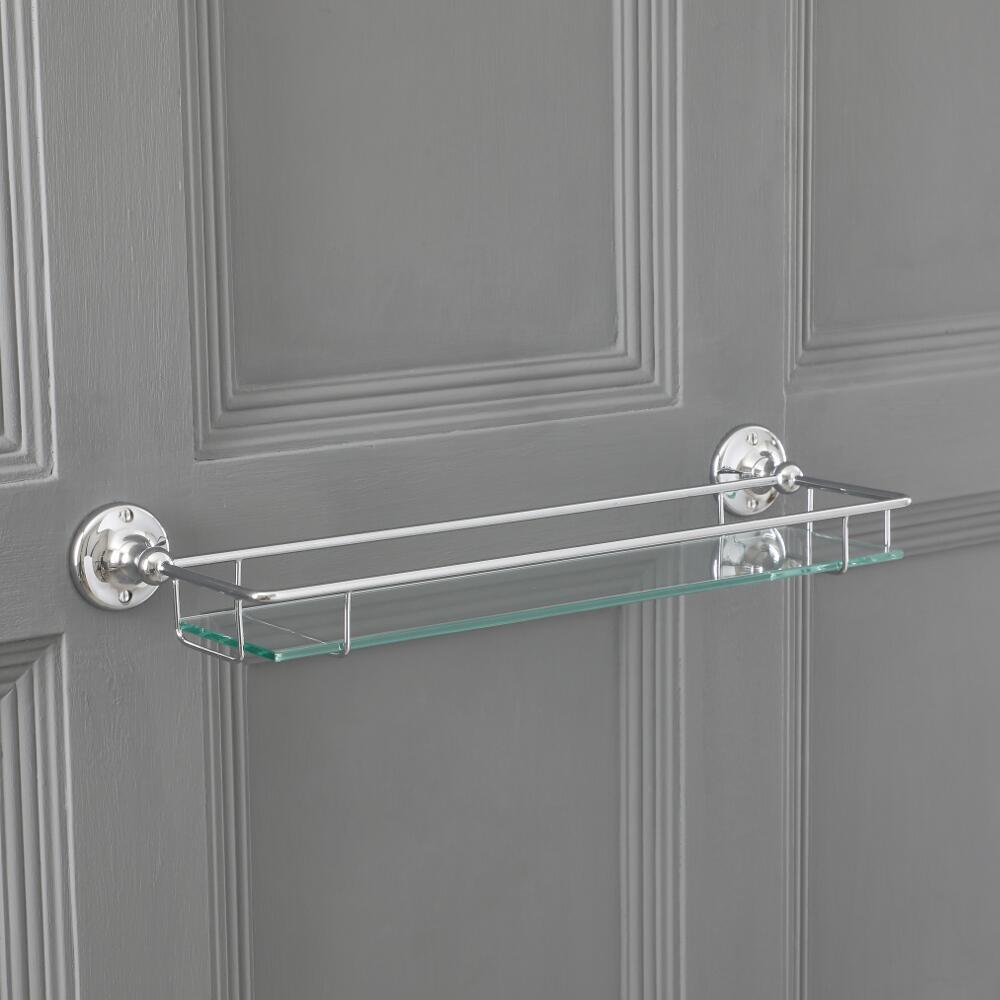 Étagère salle de bain verre & chrome Ambience
