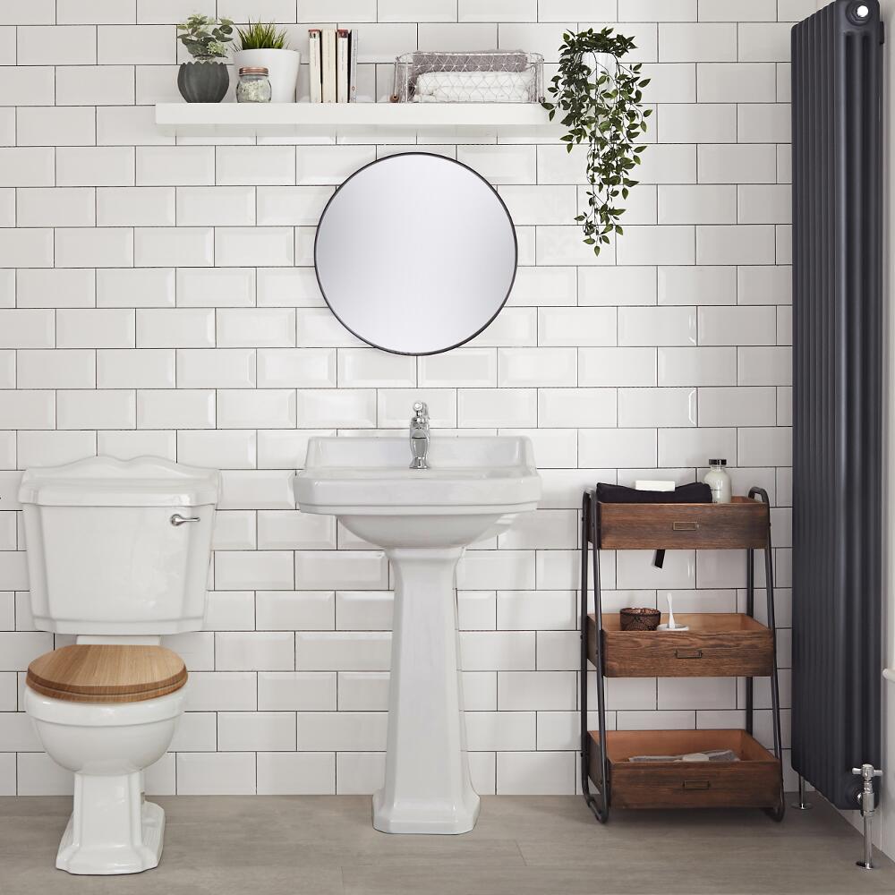 Toilette WC rétro & abattant noyer Ryther