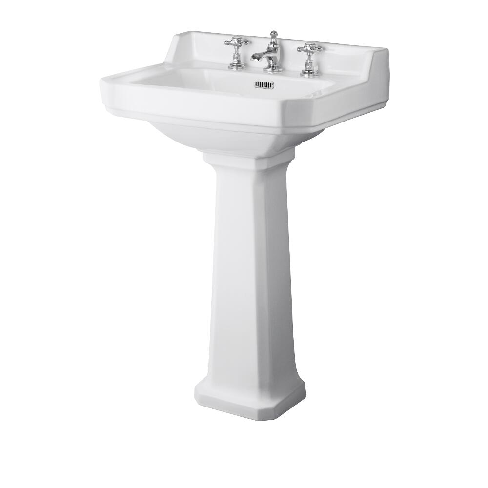 Lavabo Rétro sur colonne 3 Trous 56cm - Carlton