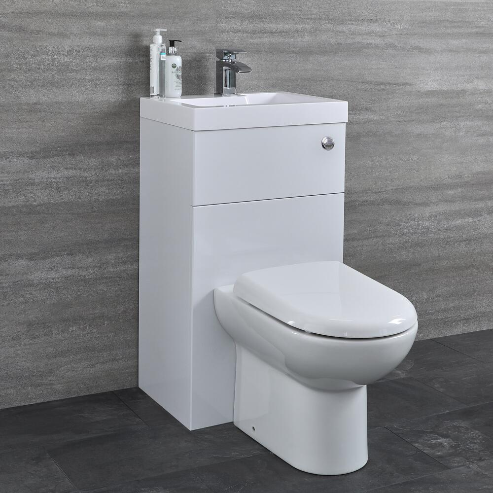 WC avec Lave Main Blanc Géométrique