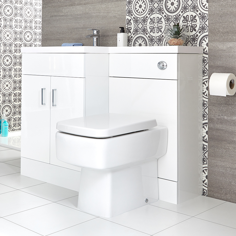 Ensemble WC et lavabo à gauche – Blanc – Geo