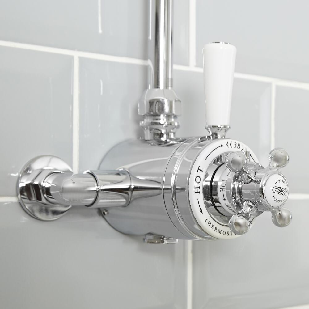 Mitigeur de douche thermostatique exposé à double commandes Chromé et
