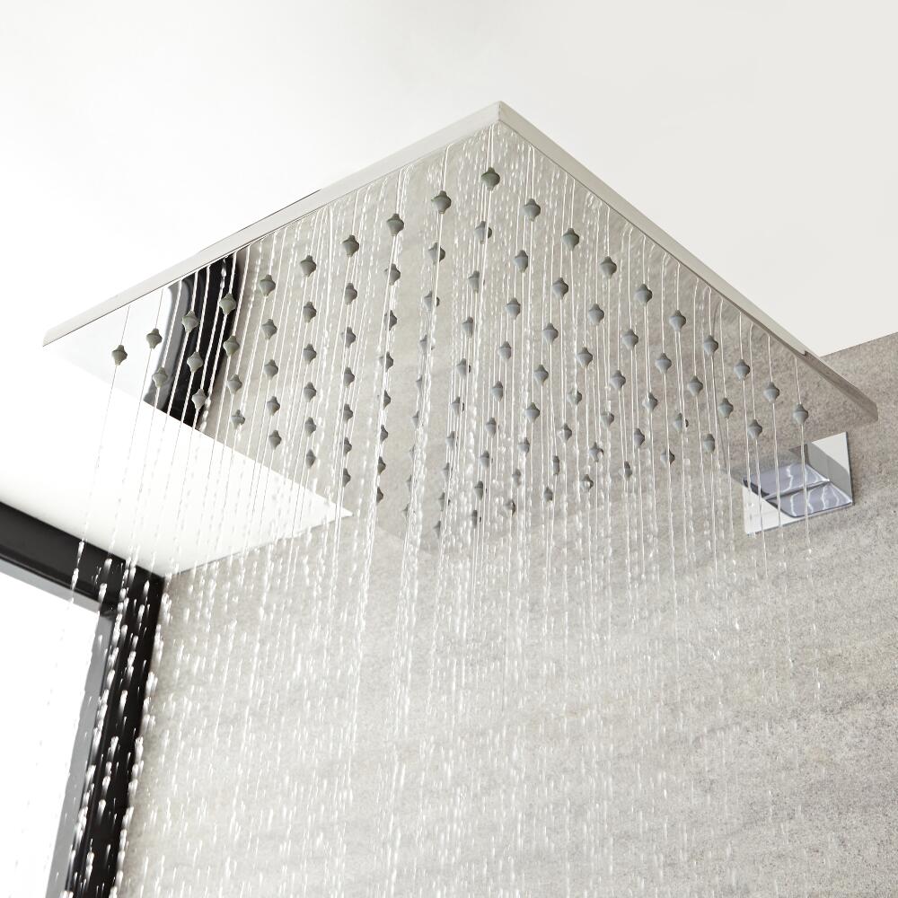 Pomme de douche carrée 20x20cm Métal brossé