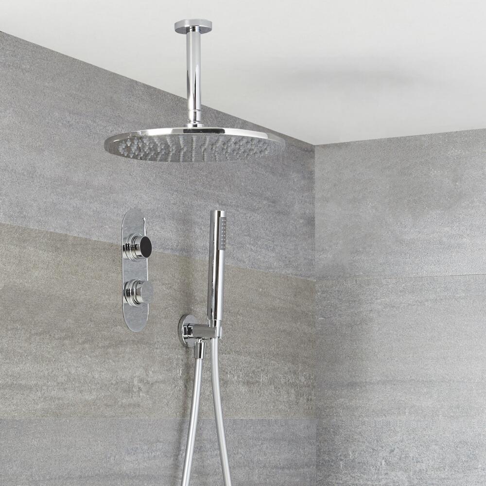 Douche Digitale Thermostatique 2 Fonctions - Pommeau Ø 30cm Plafond & Douchette - Narus