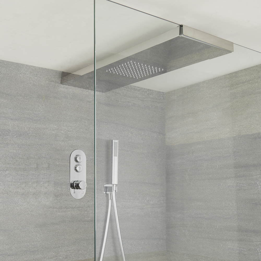 Douche encastrable 2 Fonctions - Douchette & Pommeau Douche Italienne 25x80cm - Idro