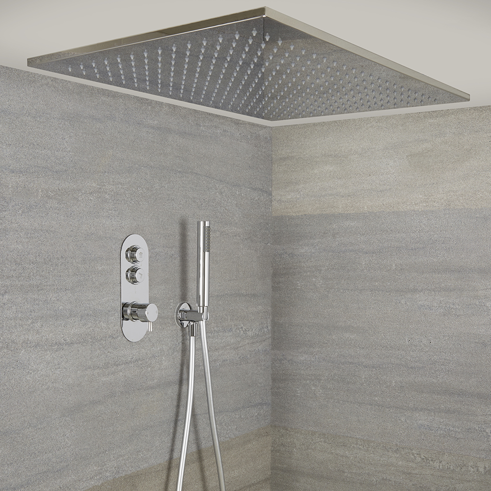 Douche encastrable 2 Fonctions Douchette & Pommeau Plafonnier 80x50cm