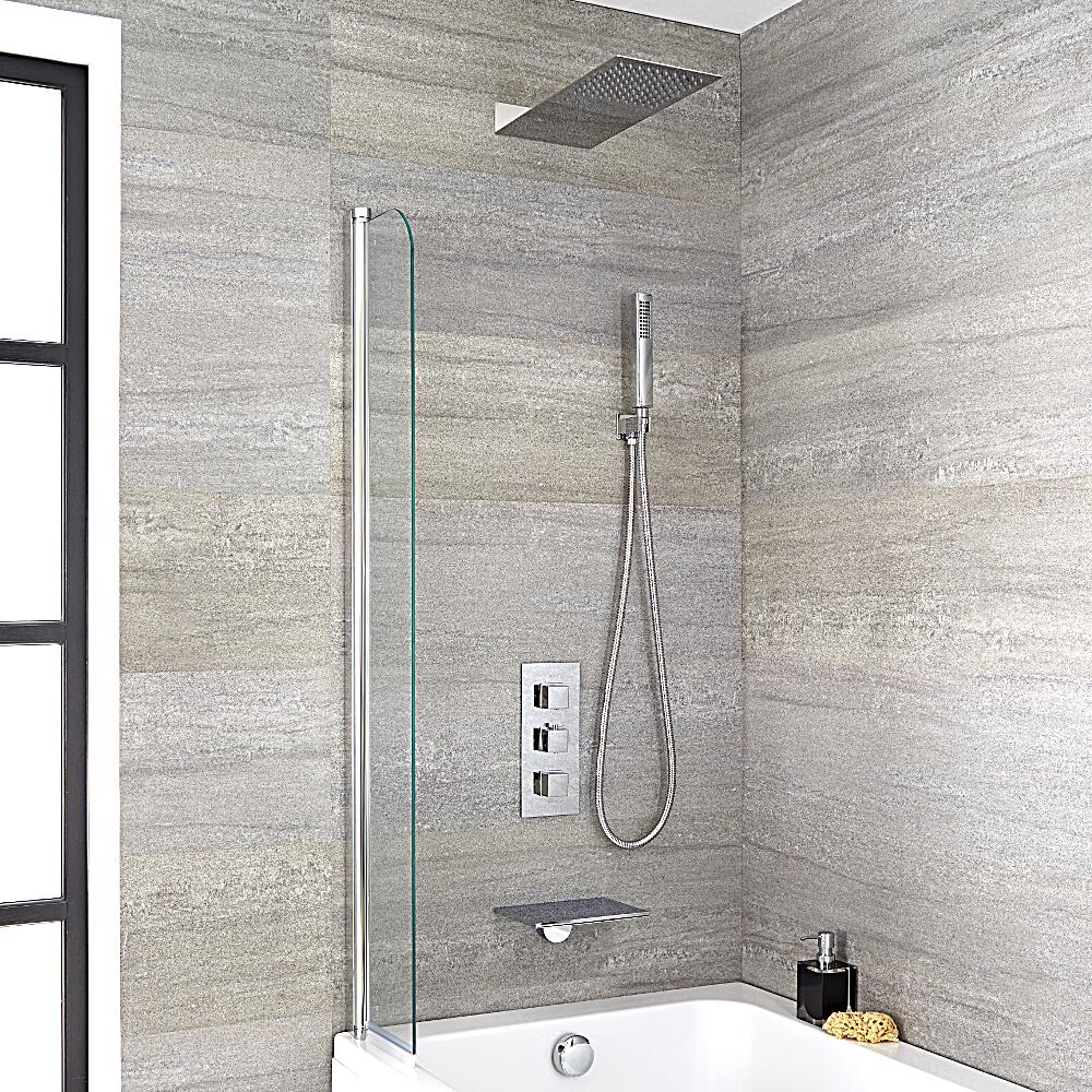 Kit de douche thermostatique encastrable - Pomme de douche Douchette & Bec Verseur Cascade