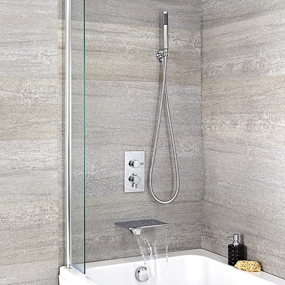 Mitigeur Bain Douche Encastrable Thermostatique Bec Cascade Rectangulaire
