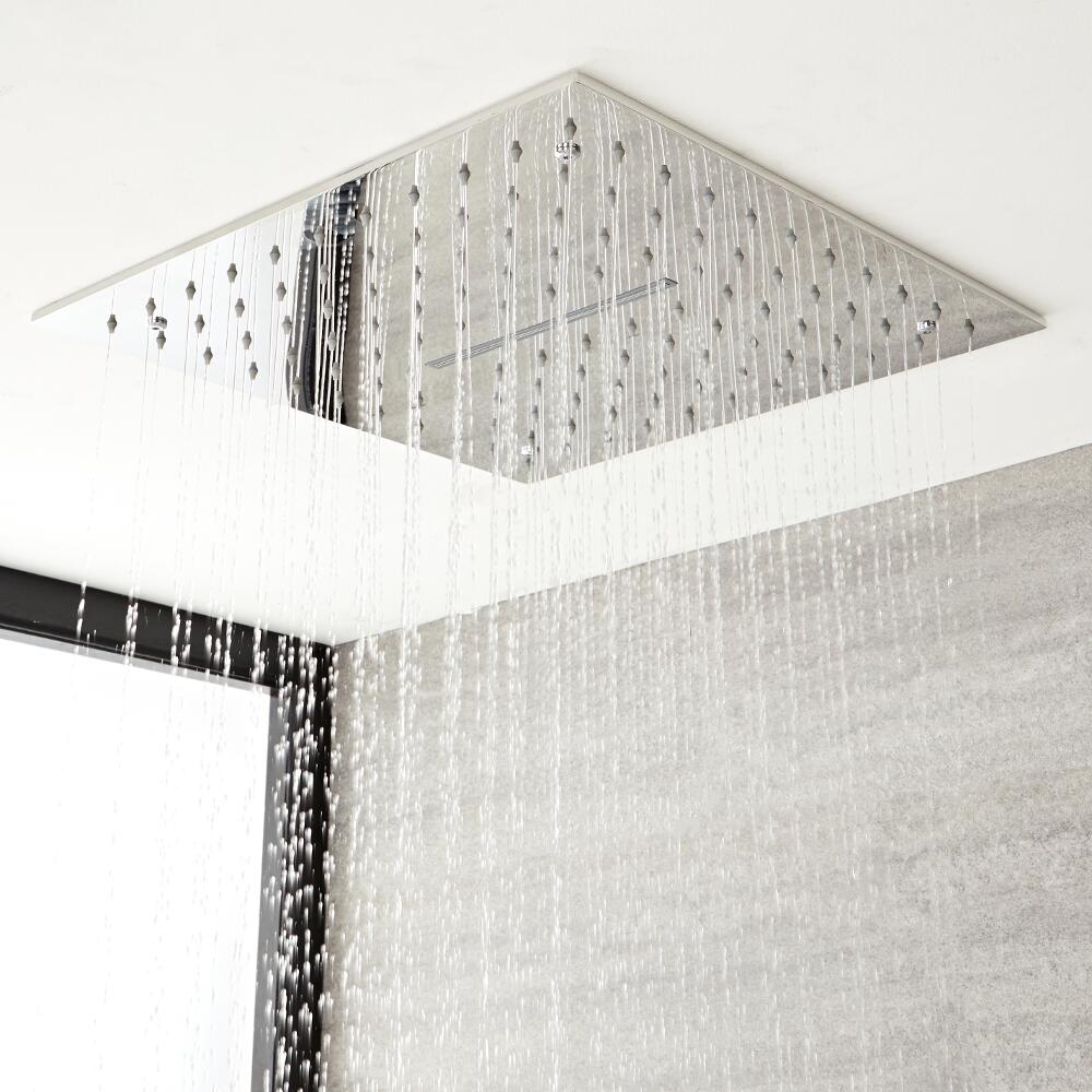 Kubix - Pommeau de Douche Encastré Carré Cascade 40cm - Chromé