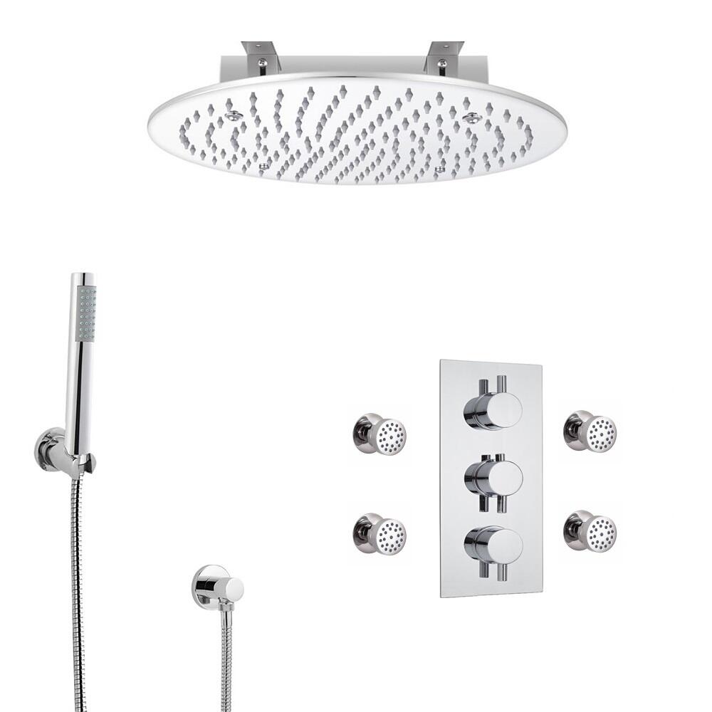 Kit de Douche Thermostatique Encastrable à Pommeau plafond Ø 40cm