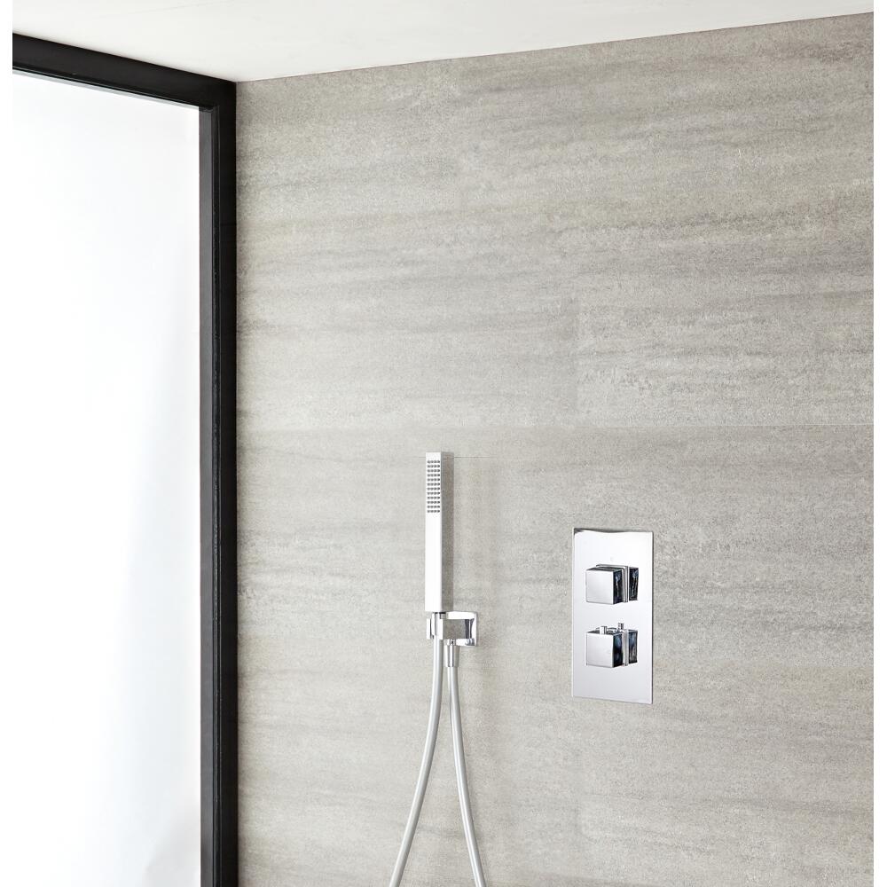 Kit de Douche Thermostatique Encastrable Cubisme Minimaliste avec Douchette