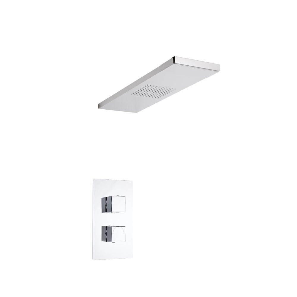 Kit de Douche Thermostatique Encastrable Minimaliste Cubique - Choix de 3 Pommeau Douche Italienne