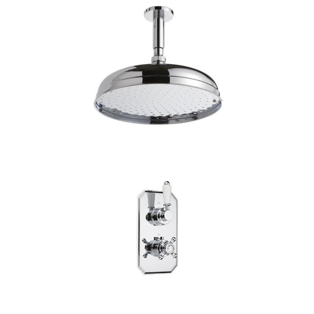 Kit de Douche Thermostatique Encastrable Pommeau Plafond Ø 30cm & Mitigeur Rétro
