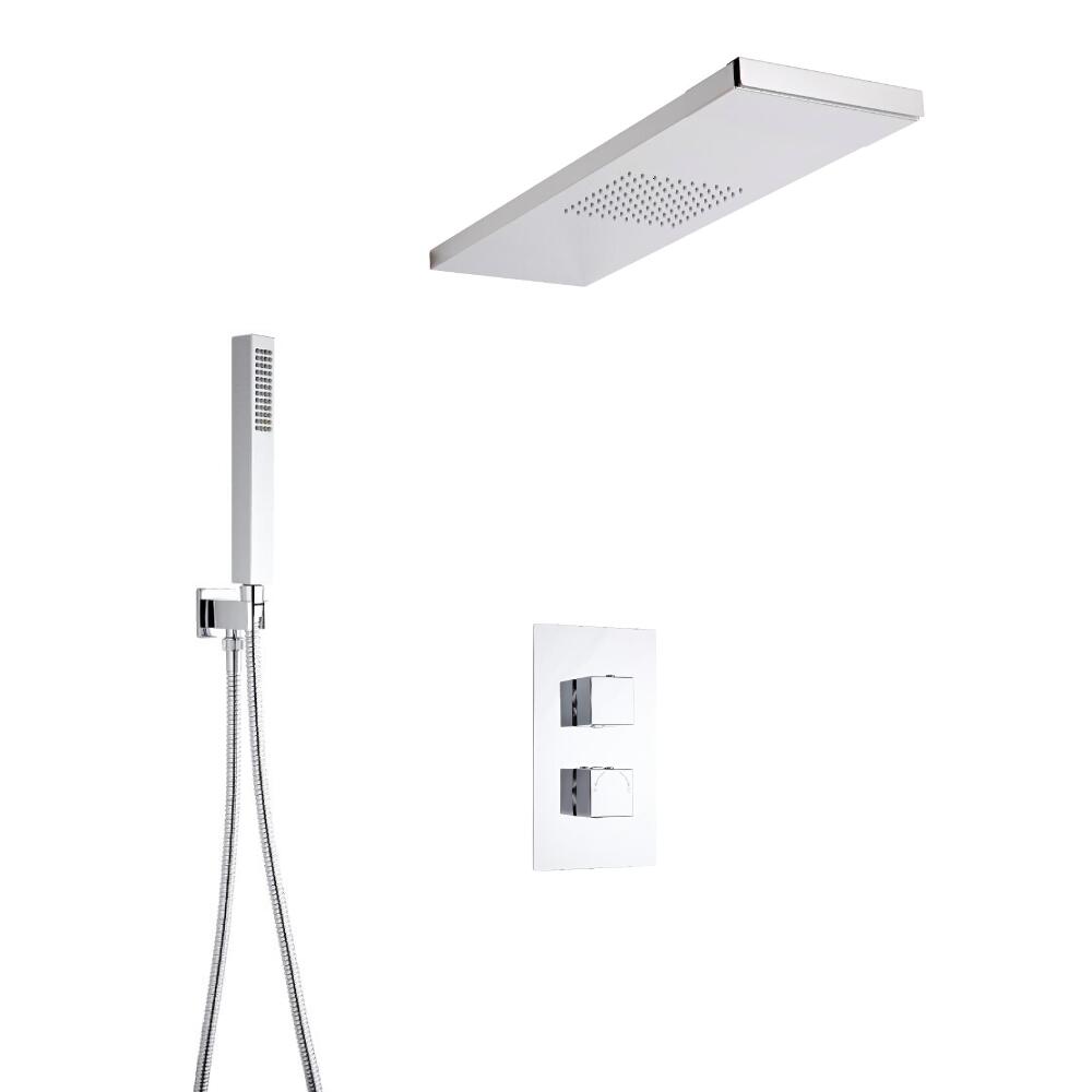 Kit de Douche Thermostatique Encastrable Cubique - Choix de 3 Pommeau Douche Italienne & Douchette
