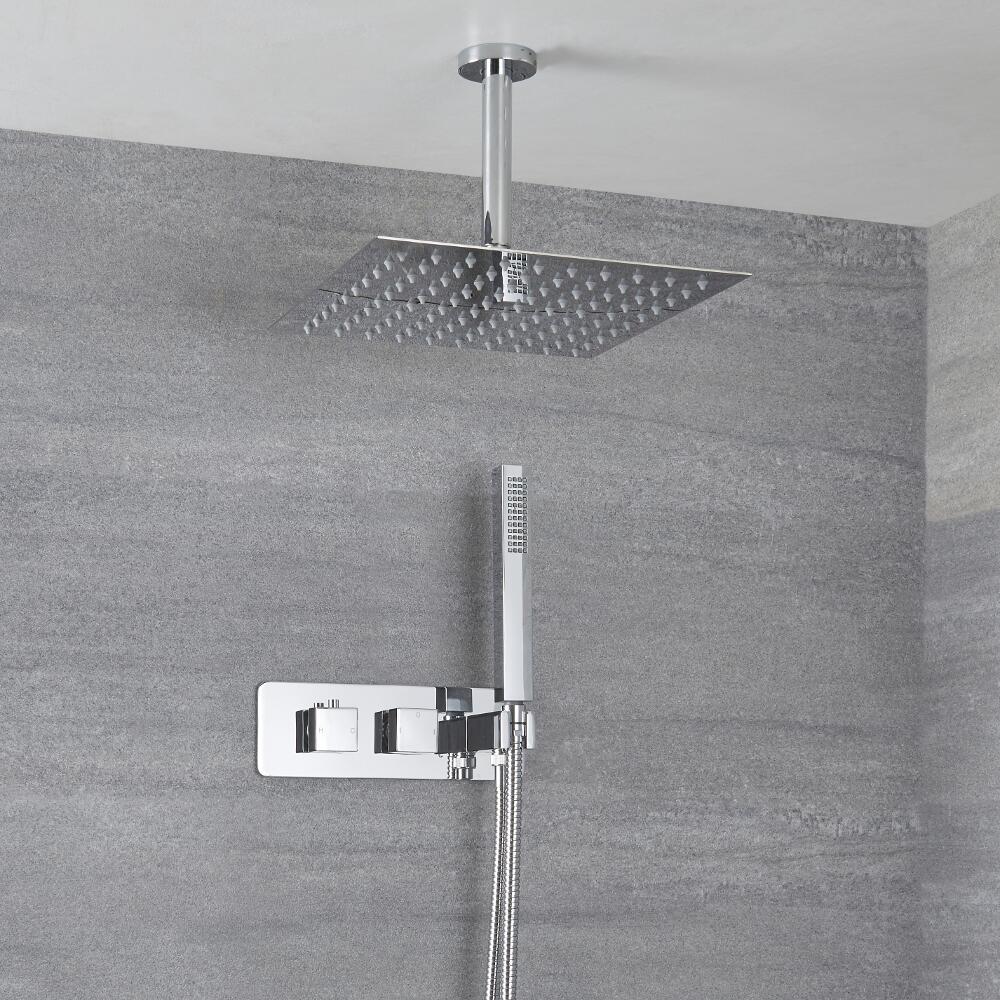 Kit Douche Encastrable Pommeau Plafond Carré 30cm & Douchette Arvo