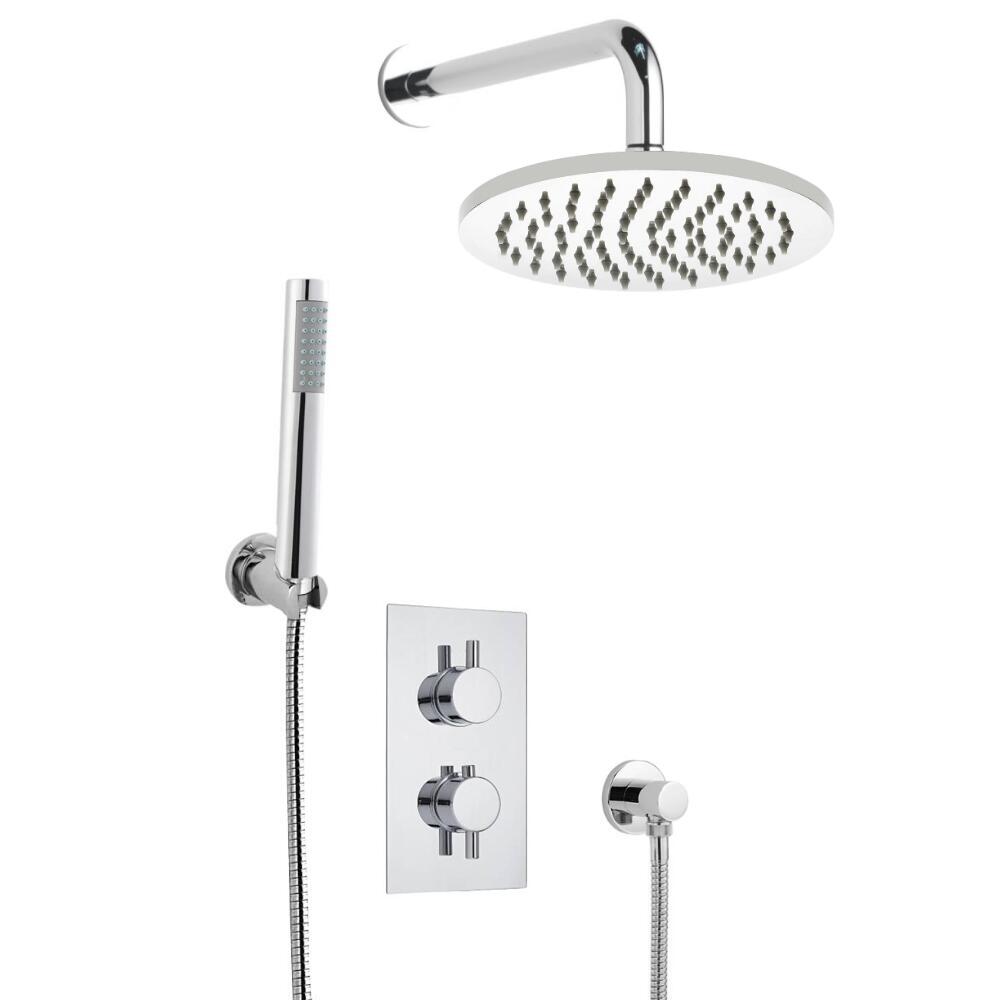 Kit de Douche Thermostatique Encastrable Pomme Ø 20cm & Douchette Design Rond Minimaliste