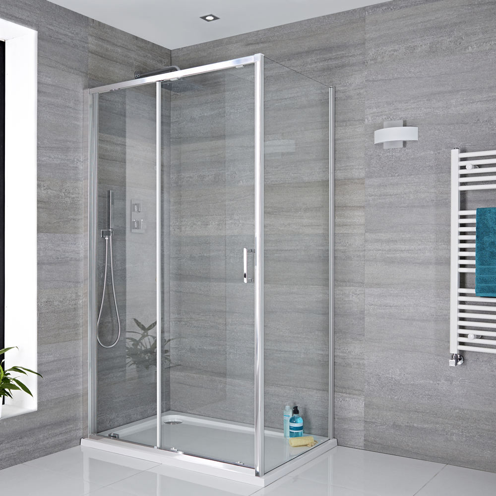 Porte de Douche Coulissante Nox Chromé & Retour - Choix de Tailles
