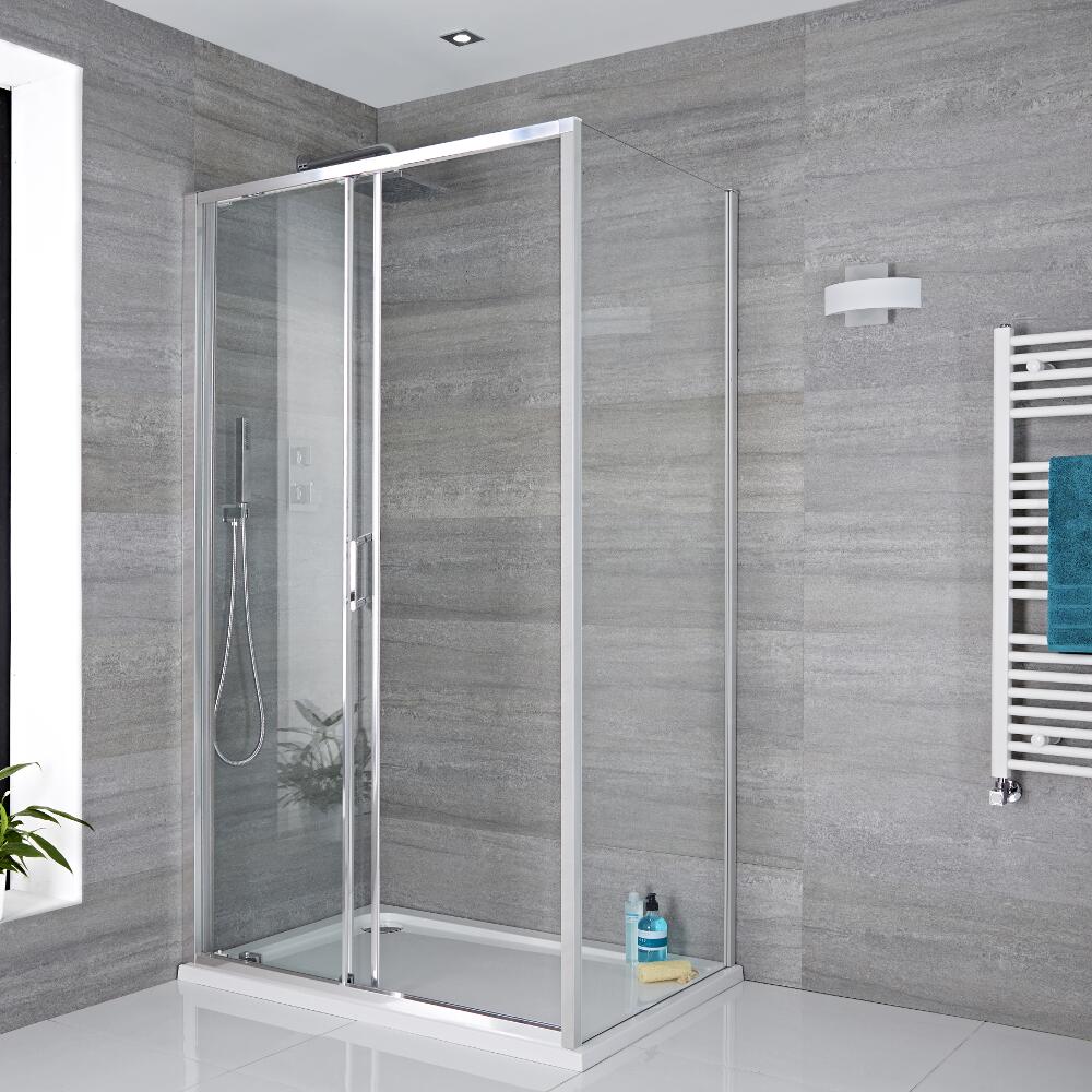 Cabine de Douche Accès d'Angle 100x90x195cm & Receveur Portland