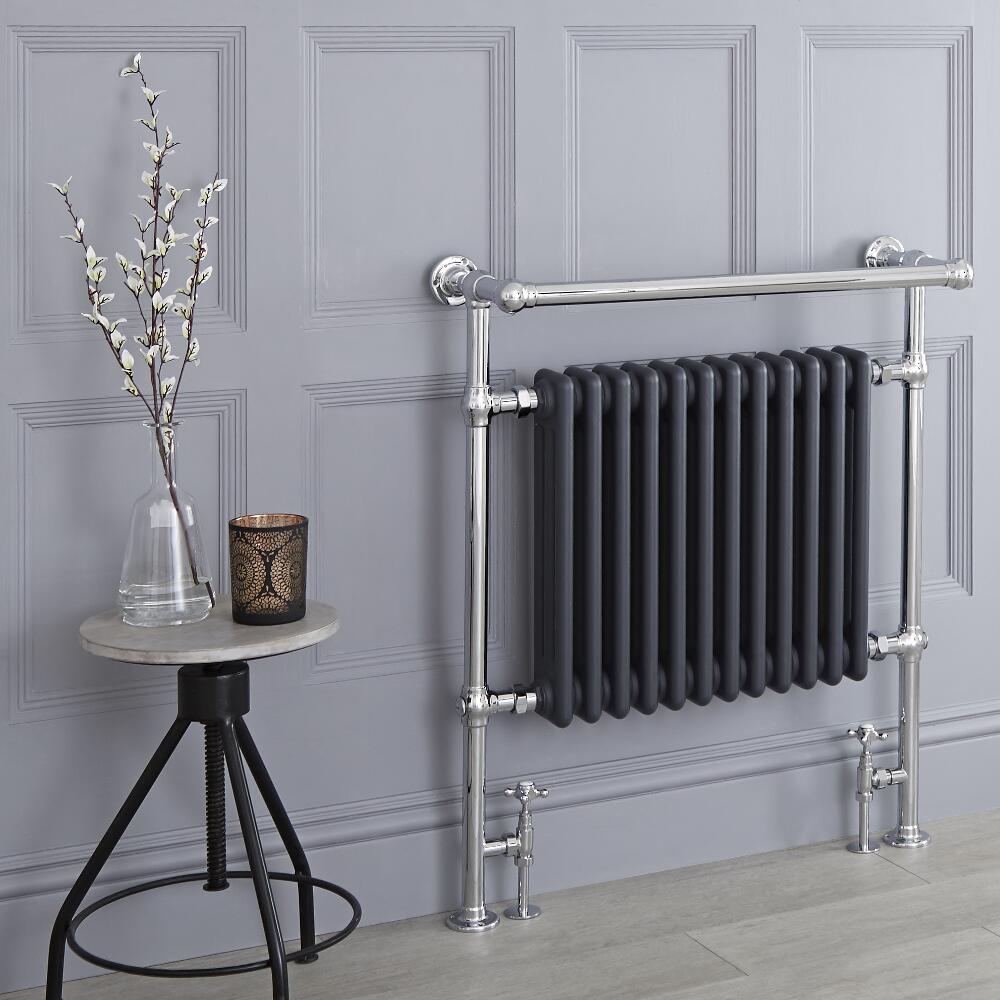 Sèche-serviettes rétro - Anthracite - 93cm x 79cm x 23cm - Elizabeth