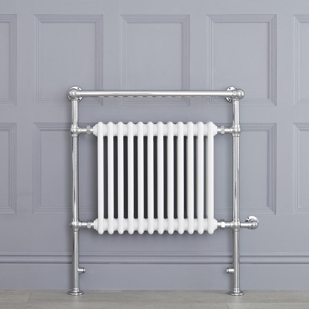 Sèche-serviettes électrique Rétro Blanc & Chrome Avon 93 x 79 x 23cm