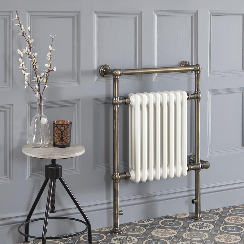 Sèche-serviettes électrique rétro – 93 cm x 62 cm – Or brossé – Elizabeth