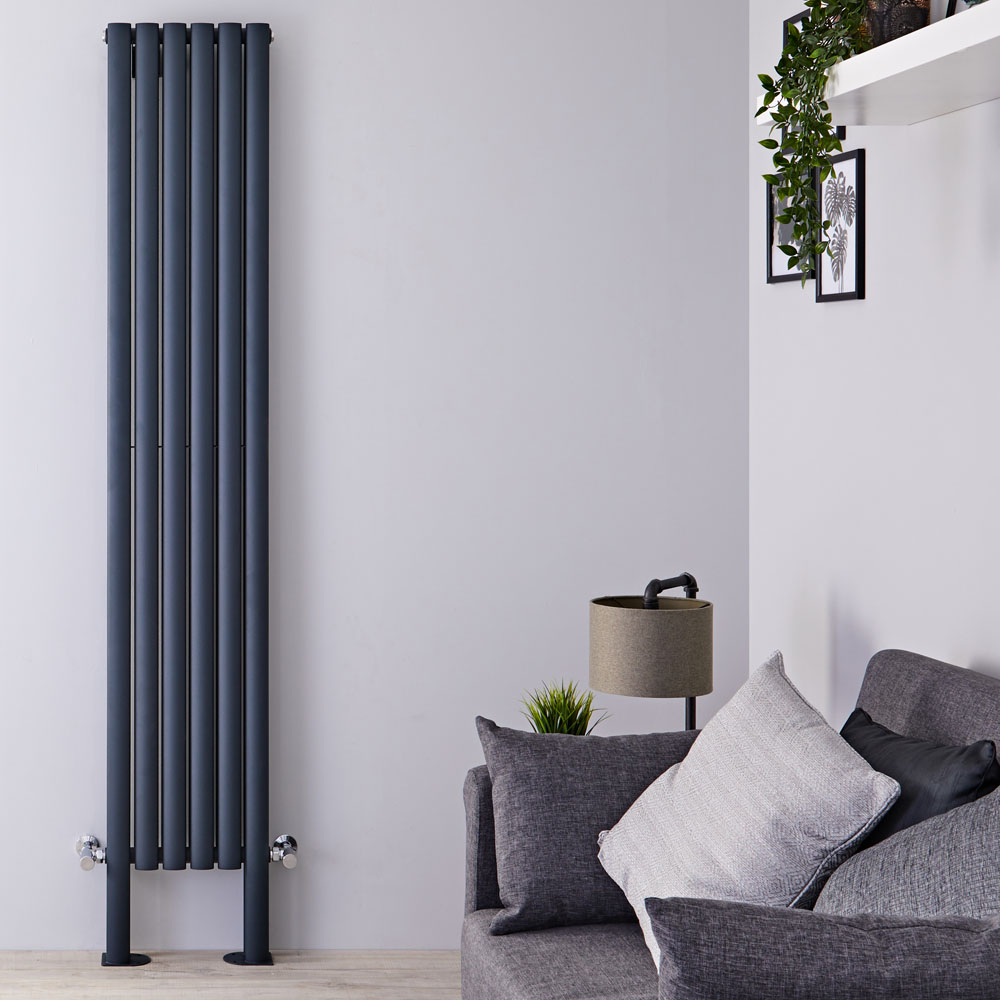 Radiateur Design Vertical avec Pieds de Support Anthracite Vitality Plus 200cm x 35,4cm x 7,8cm 1401 Watts