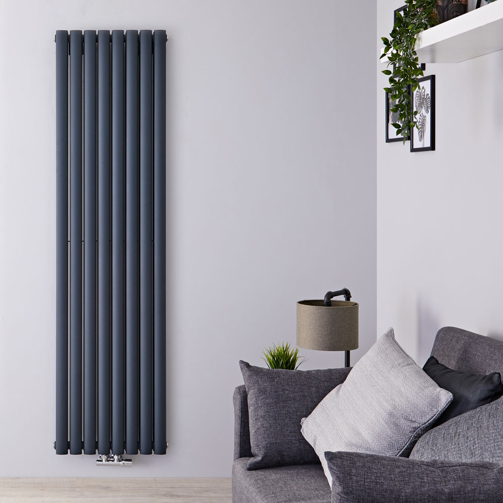 Radiateur Design Vertical Raccordement Central Anthracite Vitality Caldae 178cm x 47,2cm x 7,8cm 1735 Watts