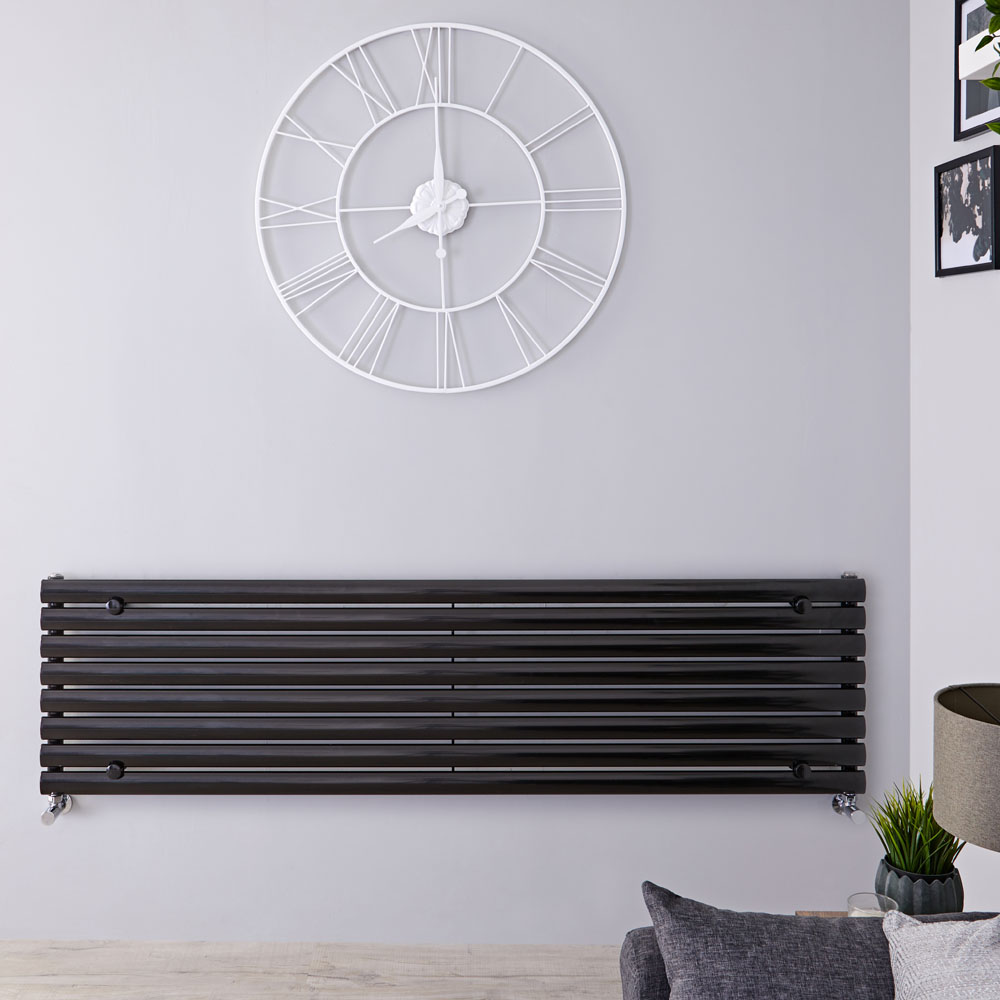 Radiateur Design Horizontal Noir Vitality 47,2cm x 178cm x 5,6cm 1162 Watts