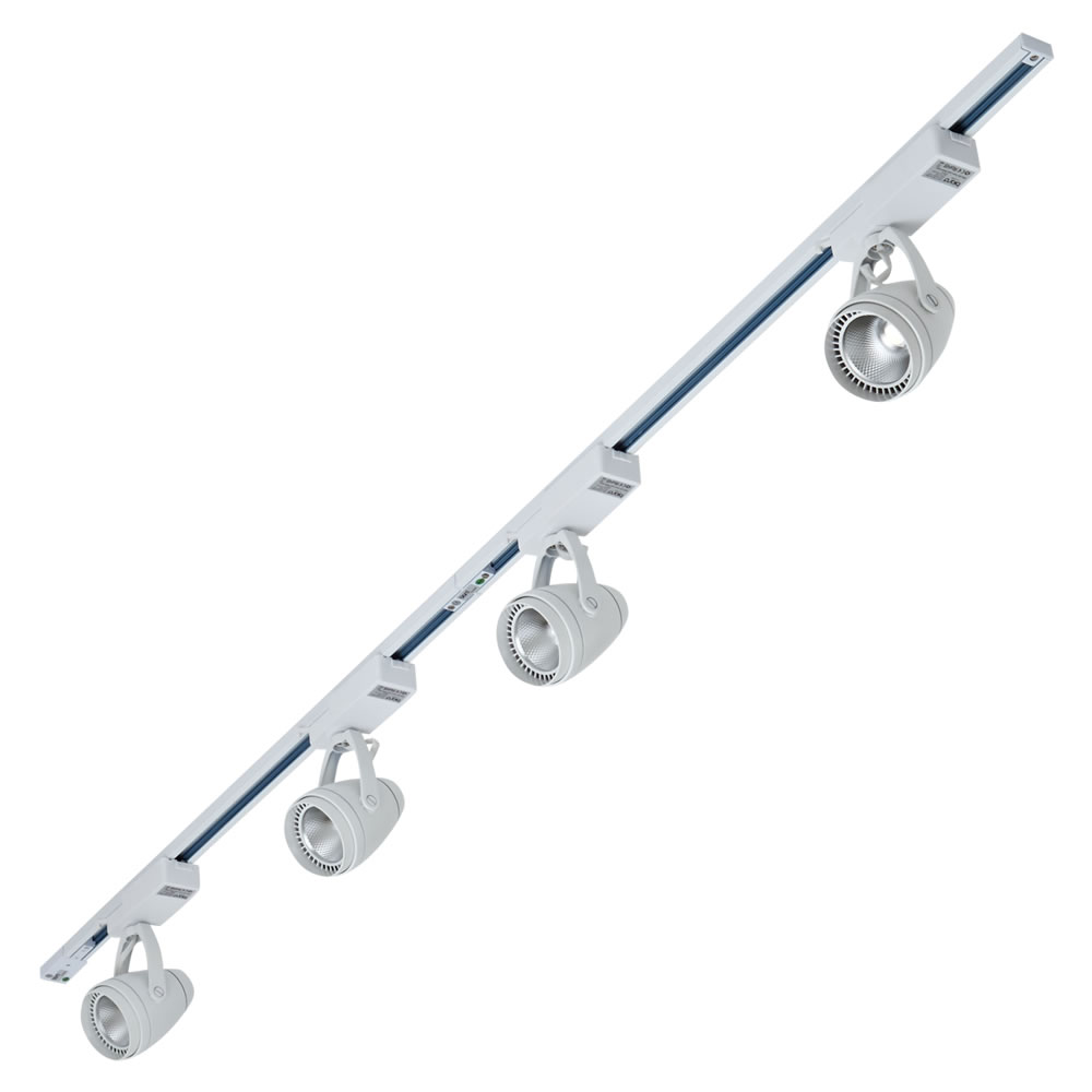 Biard Spot LED 12W sur rail 2 x 1m Blanc - Pack de 4