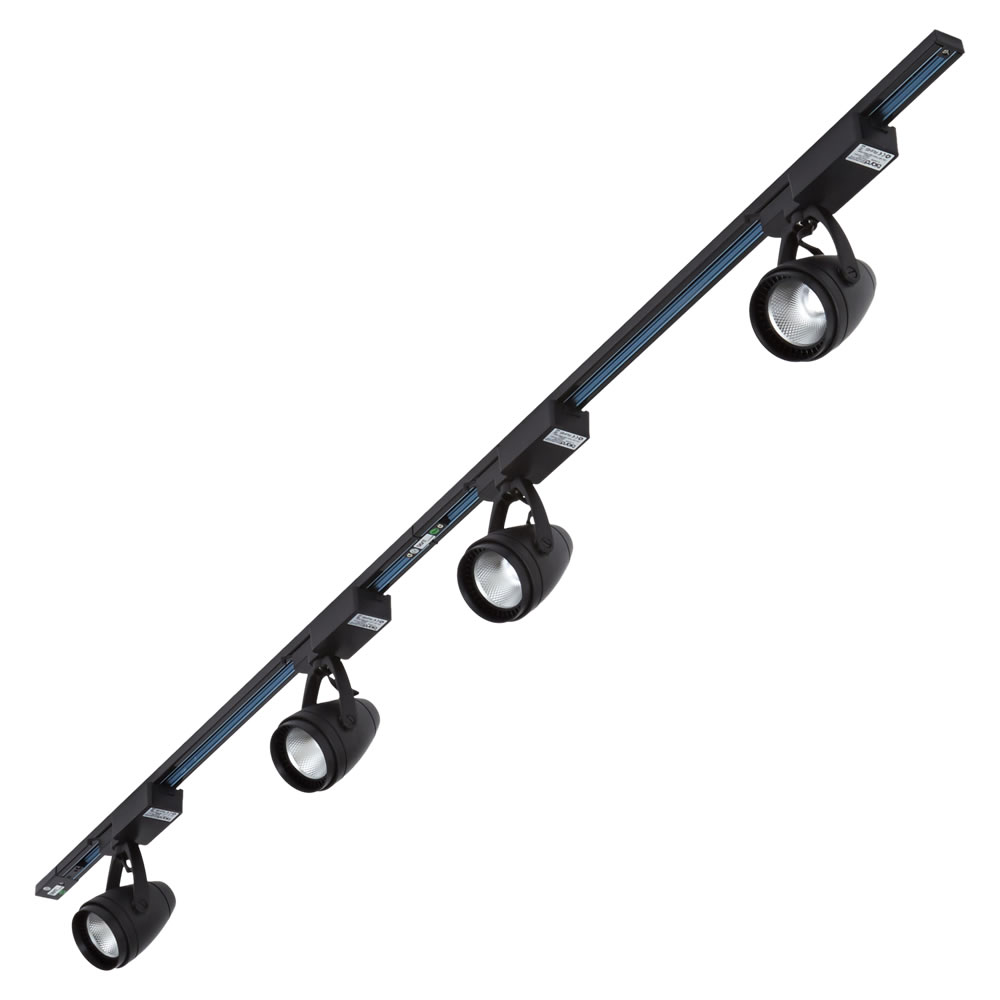 Biard Spot LED 12W sur rail 2 x 1m Noir - Pack de 4
