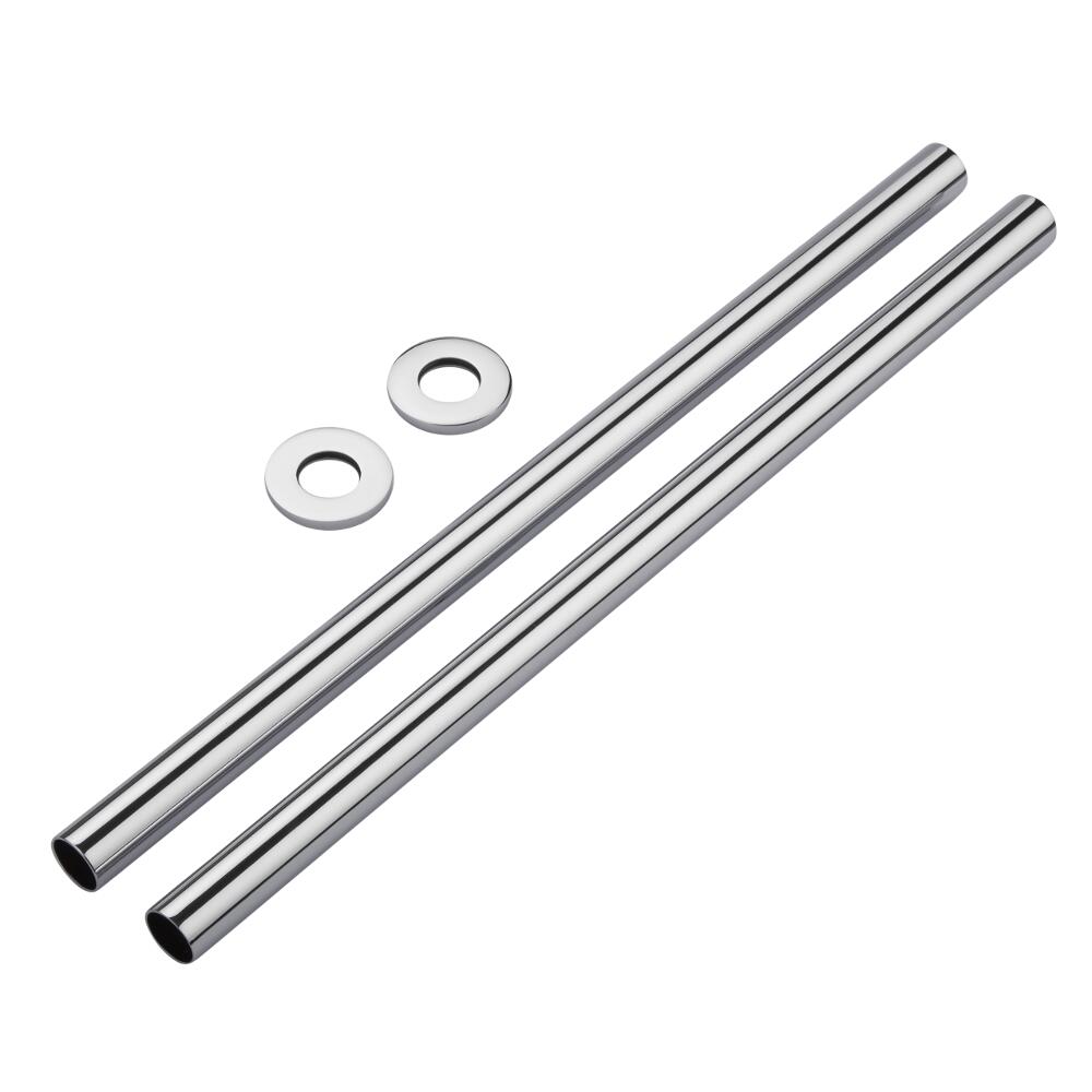 Gaine cache raccord tuyauterie chromée de radiateur 30cm (Lot de 2)