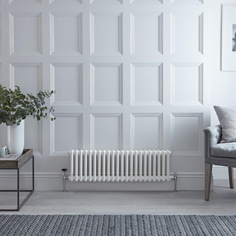 Radiateur Horizontal Style Fonte Blanc Windsor 30cm x 101cm x 6,8cm 700 Watts