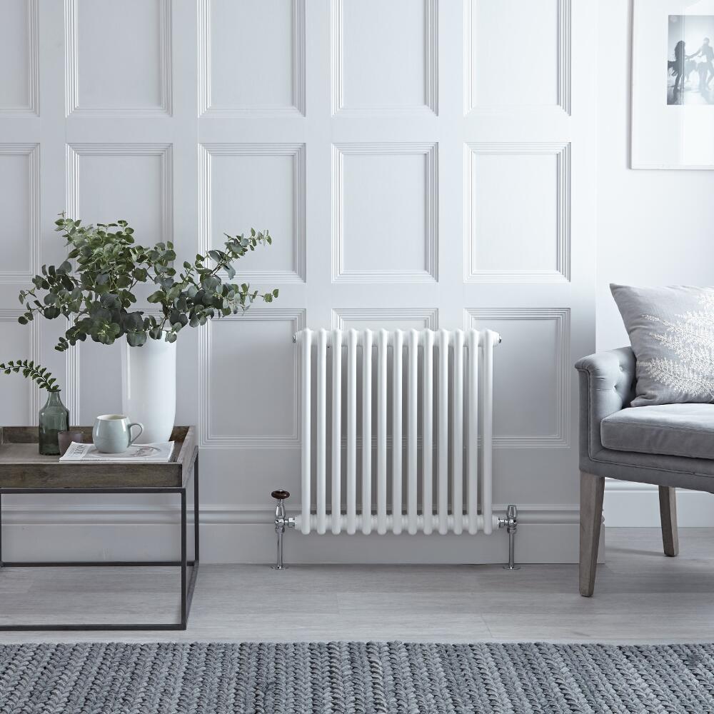Radiateur Horizontal Style Fonte Blanc Windsor 60cm x 60,5cm x 6,8cm 738 Watts