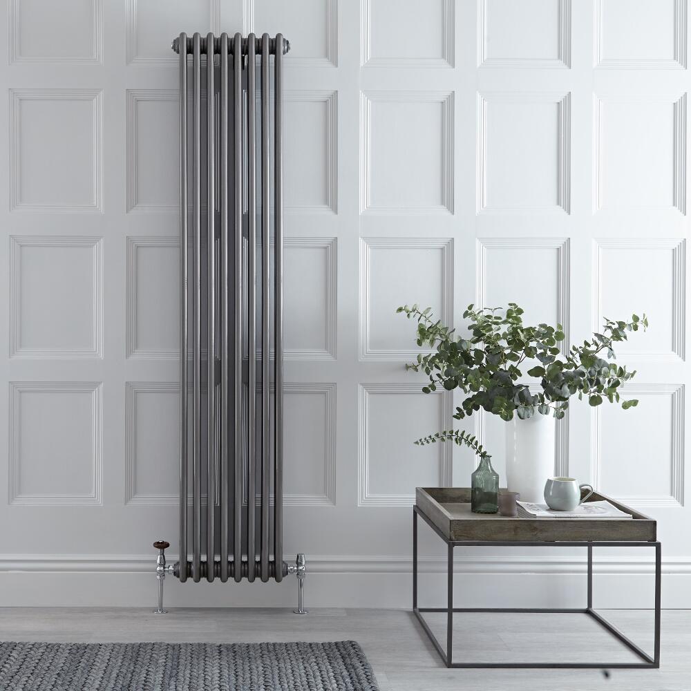 Radiateur Vertical Style Fonte Acier Brut Windsor 180cm x 38,3cm x 10cm 1558 Watts