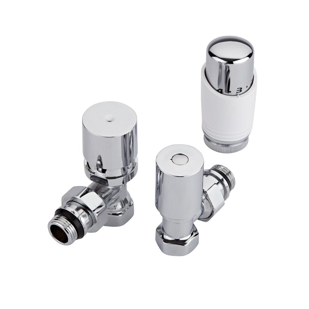 Robinets de Radiateur thermostatique Blanc & Chrome 1/2"
