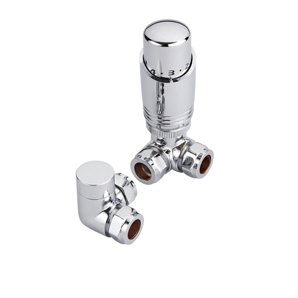Robinets de Radiateur d'angle Thermostatique Chromés 1/2"
