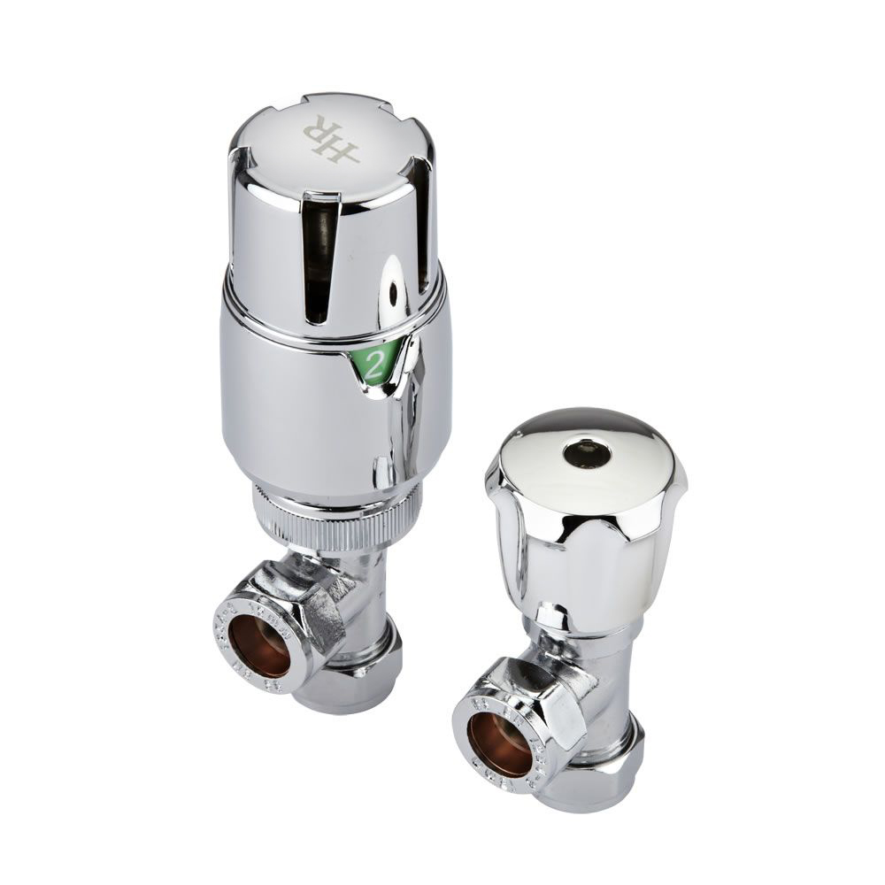 Robinet thermostatique de radiateur d'angle Tête chromée