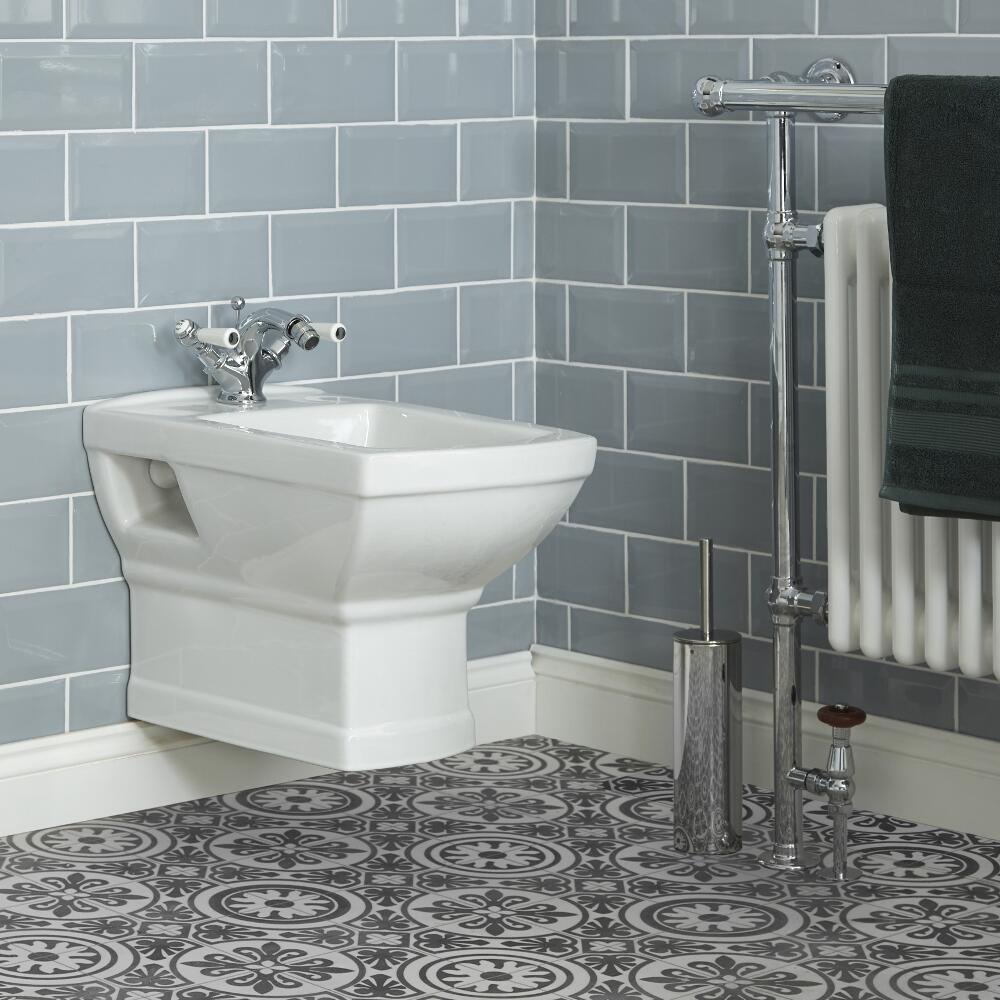 Bidet Suspendu Rétro Chester - 37,5 x 35 x 50, 5cm & Bâti-support