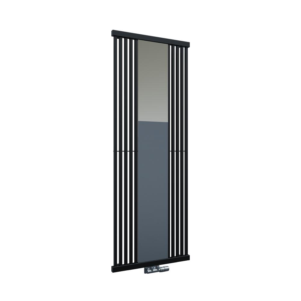 Lublin - Radiateur Vertical Design Noir Avec Miroir 170cm x 64cm