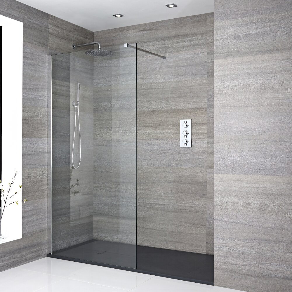 Paroi de douche 80x195cm & Receveur 140x80cm Anthracite