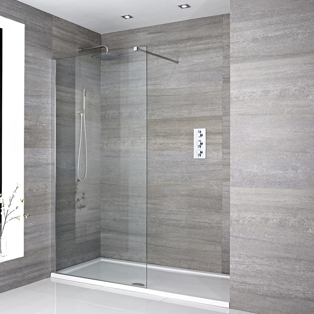 Ensemble de Douche Italienne - Paroi et Receveur Blanc Portland – Choix de Tailles