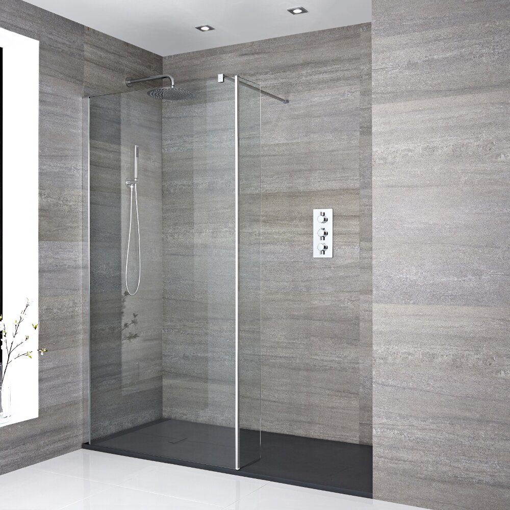 Paroi de douche 100x195cm Retour & Receveur 170x90cm Anthracite