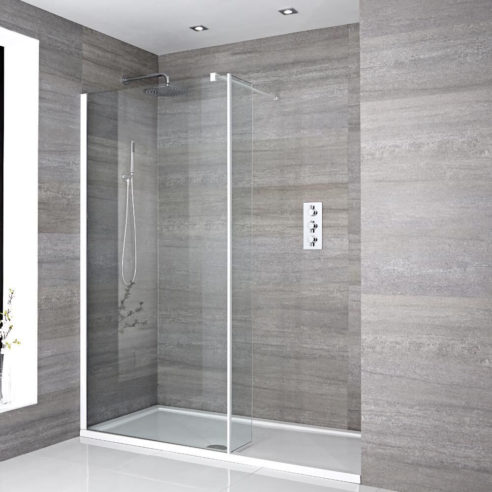 Paroi de douche Profilé blanc 80x195cm Retour & Receveur 140x90cm