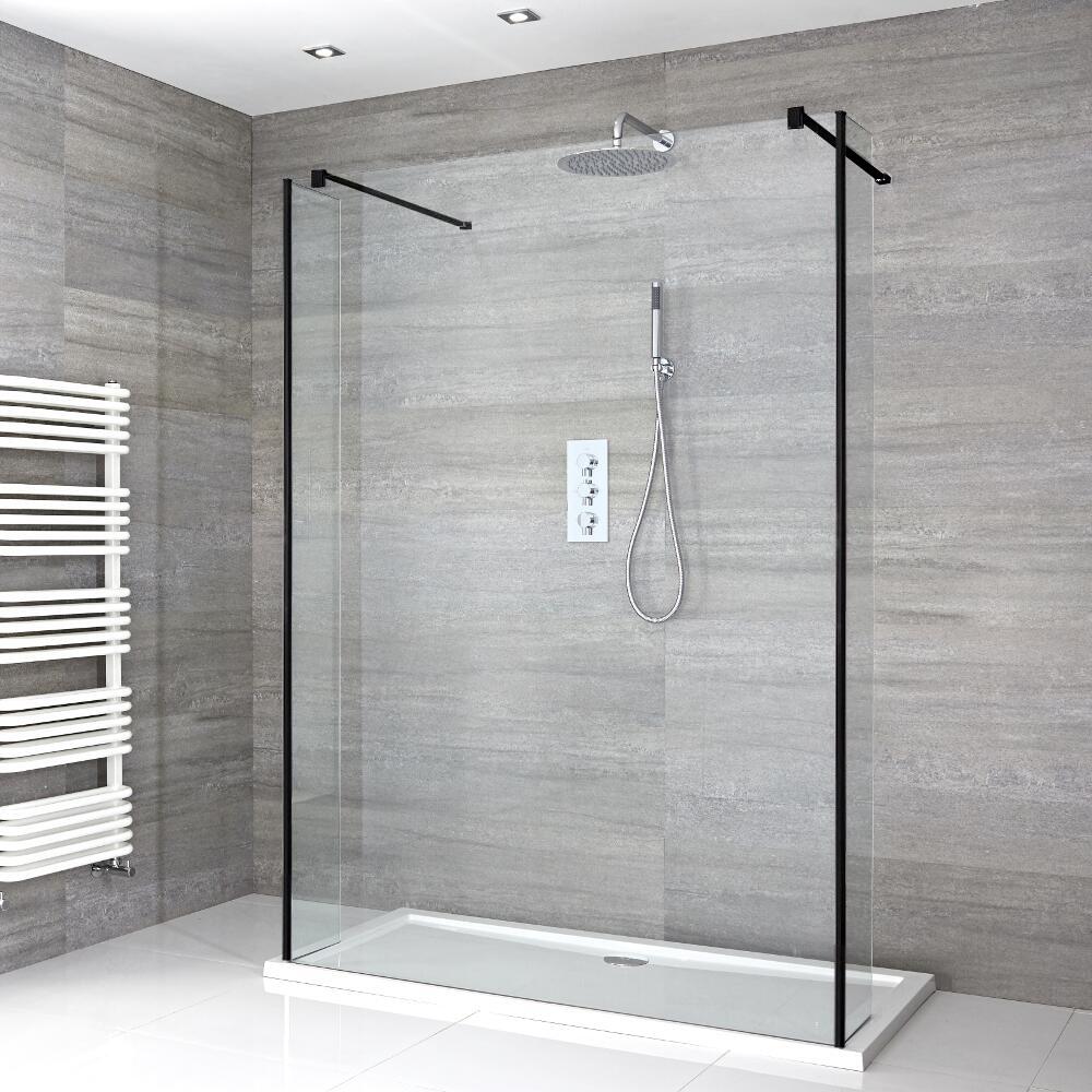 Douche italienne en îlot avec receveur de douche et parois de retour – Multiples tailles disponibles – Nox